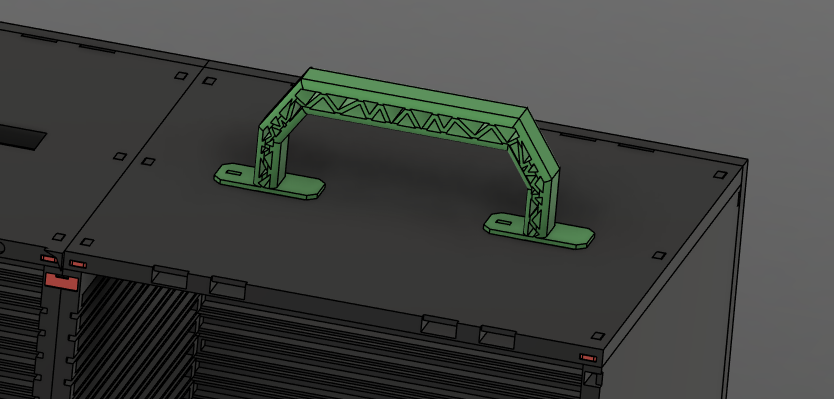 SlotCrate V2 carry handle being placed on the lid