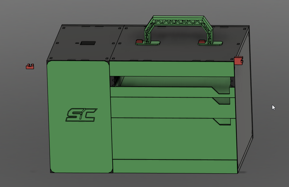 SlotCrate V2 slot car case overview with carry handle